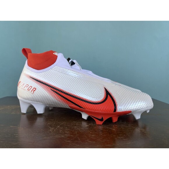 Nike Vapor Edge Pro 360 White/Orange Football Cleats Men's Size 10.5 CV6345-100 - Picture 2 of 11